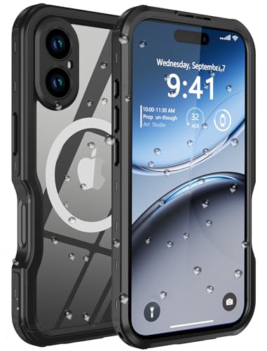 Comboproof for iPhone 16 Case Waterproof [Shockproof] [Dustproof] [IP68 Waterproof] Full-Body Hard Case Built-in [Lens Screen Protection] for Diving Case (Black for iPhone 16 6.1in)