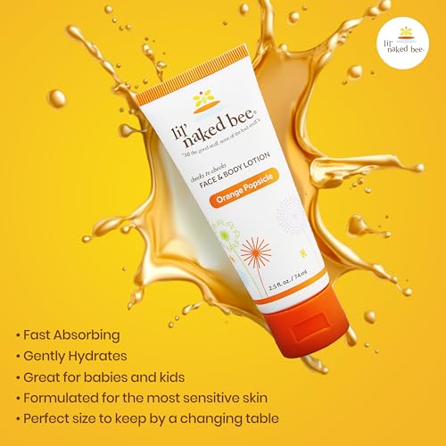 Image of Lil Naked Bee Baby Lotion for Kids (2.5oz) Orange Popsicle Cheeks to Cheeks Face & Body Lotion for Hydrating & Moisturizing Skin