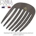 Camila Paris CP3406 French Hair Side Comb Small Rounded, Gray, Handmade French Twist Hair Combs, Strong Hold Hair Clips for Women Bun Chignon, No Slip Styling Girls Hair Accessories Made in France