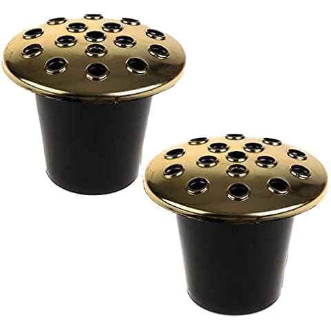 Grave Flower Holders Set of 2, Memorial Vases for Graves with Gold Lids, Strong Plastic Grave Flower Pots Insert in Grave-side, Grave Vase for Grave Decorations Cover