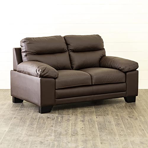 Image of Home Centre Whinchister Dark Brown Half Leather 2 Seater Sofa - Length 155 cm (WHINCHISTER-2STR)