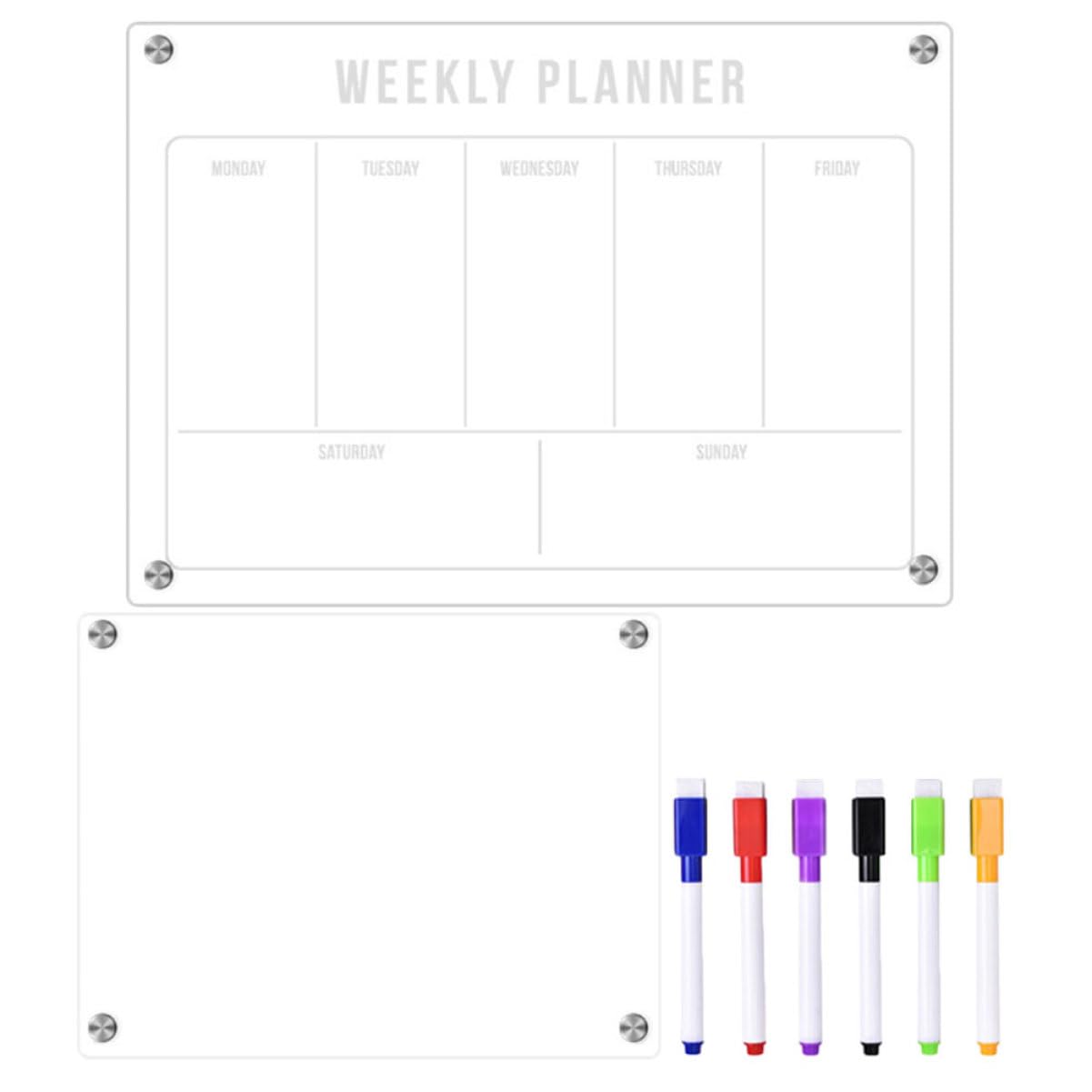 SHINEOFI Lavagna Calendario Cancellabile Pianificatore Pasti Settimanale Lavagna Acrilica Bianca Frigorifero Organizer Per Frigorifero