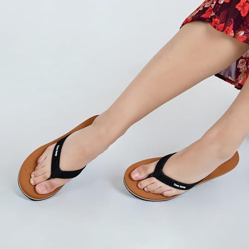 Image of Perforated Flip Flops, Burgundy with Black Straps, Casual Beach Sandals