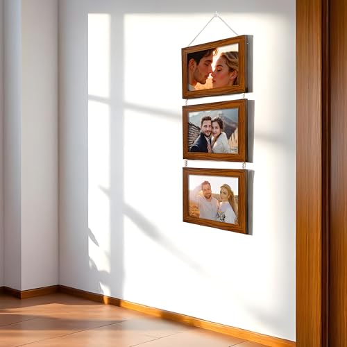Image of Art Street Photo Frame For Wall Set Wall Hanging Photo Frame For Home and Office Decoration (Brown, 5x7 Inches)