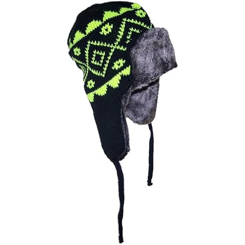 JFH Group Bright Neon Diamond Design Knit Russian Style Winter Hat (One Size) - Yellow Cover