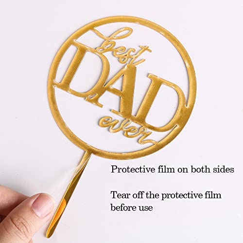Lveud 6 Pcs Gold Acrylic Father's Day Cake Toppers, Happy Father's Day Cake Decorations,For Fathers Day Party Favors Decoration Supplies #TOP4