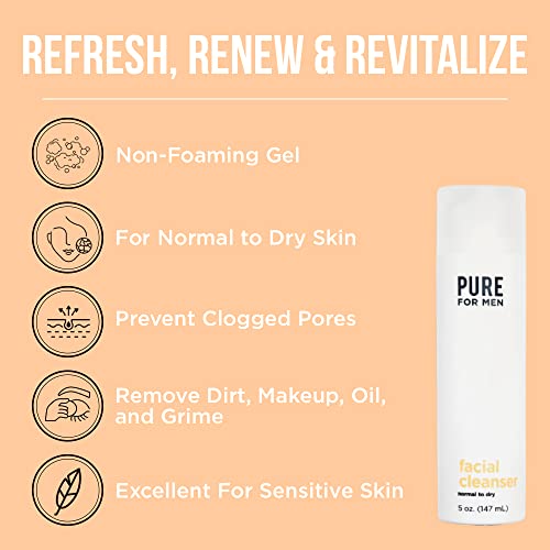 Pure For Men Gel Facial Cleanser, Citrus, 5 Oz. | Facial Cream, 1.7 Oz. | Facial Toner, 5 Oz. | Normal To Dry Skin #TOP1