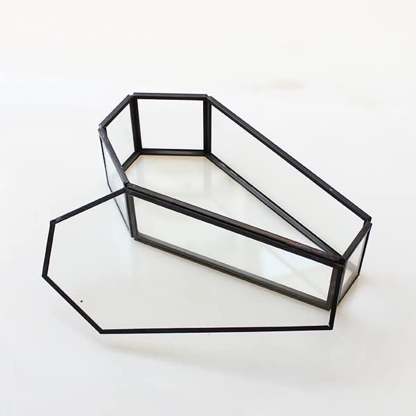 Miniatura 5 de Pequeña caja de vidrio con sombra de ataúd negro, caja de terrario de ataúd de vidrio con tapa, almacenamiento gótico de Halloween, caja de ataúd