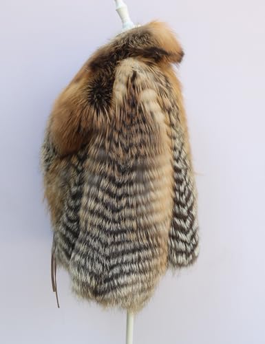 Women's Genuine Strip Fox Fur Coat Winter Fur Jacket Long Sleeve Fuzzy Outerwear3