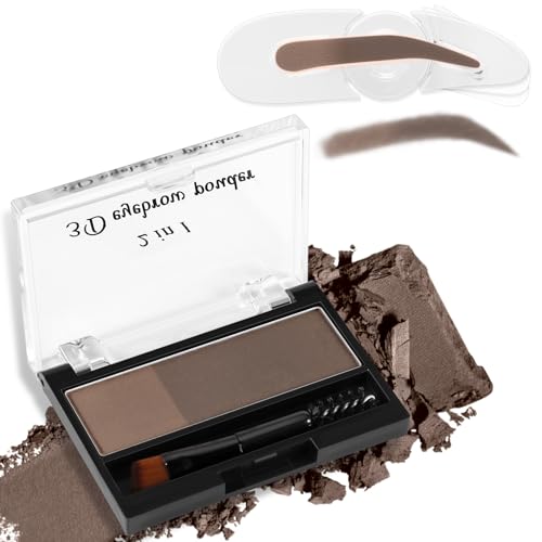 Boobeen Polvo para Cejas de Doble Color con Sello para Cejas, Maquillaje para Cejas Natural Impermeable, Rellenador de Cejas en Polvo para Dar Forma a Cejas Perfectas