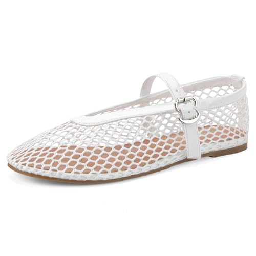 Mesh Flats for Women Mary Jane Flats with Straps Round Toe Buckle Slip on Flats Comfy Daily Casual Ballerina Shoes2