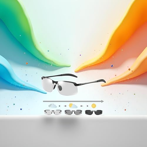 Gray Polarized Photochromic Sunglasses UV400 Sports Sunglasses Day and Night Driving Glasses Ultra-Light Sun Glasses Eyewear for Women's Cycling Glasses and Goggles Sports4