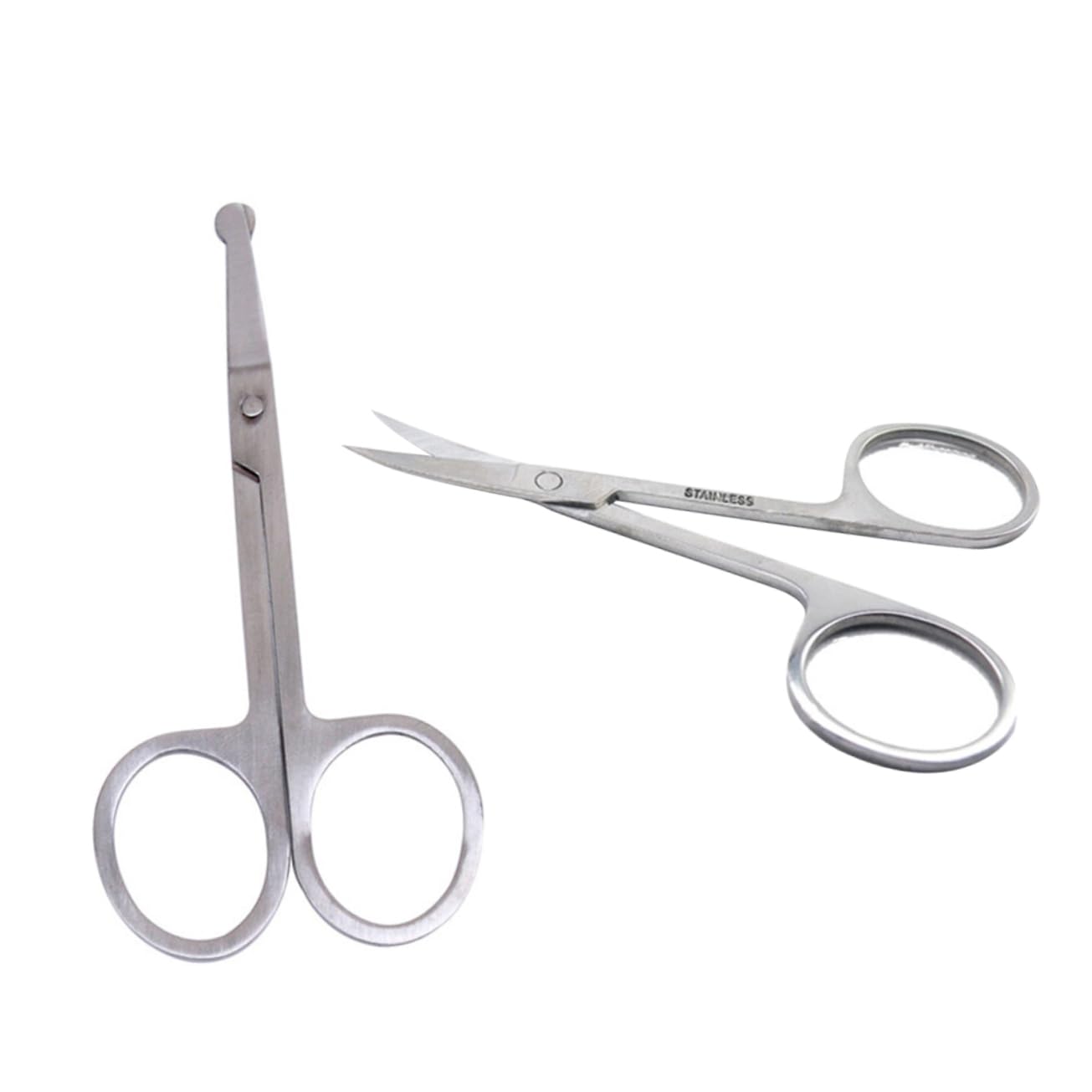Mikinona Stainless Steel Nose Hair Scissors Set Curved Tips 2pcs for Easy Grooming
