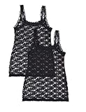 Träger mit Spitze Amazon-Marke: Iris & Lilly Unterhemd Damen aus Spitze, 2er-Pack, Schwarz (Schwarz), S, Label: S
