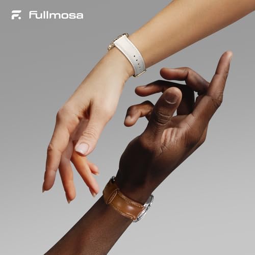 Image of Fullmosa 2 Pack 18mm Leather Watch Bands Quick Release Watch Strap for Men Women, Soft Replacement Strap Wristband with Stainless Steel Buckle,18mm Toffee Brown&White /Silver&Rosa