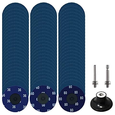 75 Stück 7.6 cm Schnellwechselscheiben-Set, Crossarctic Zirkonia Roll Lock Schleifscheibe mit 0.6 cm Halter für Schneideisen, Oberflächenvorbereitungsstreifen, Schleifen, Entfernen von Rost, Farbe Cover