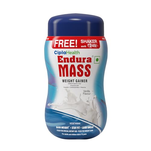 Image of Endura Mass Weight Gainer 500 G Vanilla Flavour Shaker Free | Ideal For Children Above 10 Years, Men, Women & Athletes. (Vanilla) - Powder