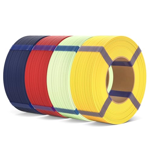 Image of ELEGOO Matte PLA Refill Filament Bundle 1.75mm 4KG, 3D Printer Filament No Spool High Dimensional Accuracy,3D Printing PLA for Reusable Spool Refilling Navy Blue /Ruby Red /Mint Green /Sunshine Yellow
