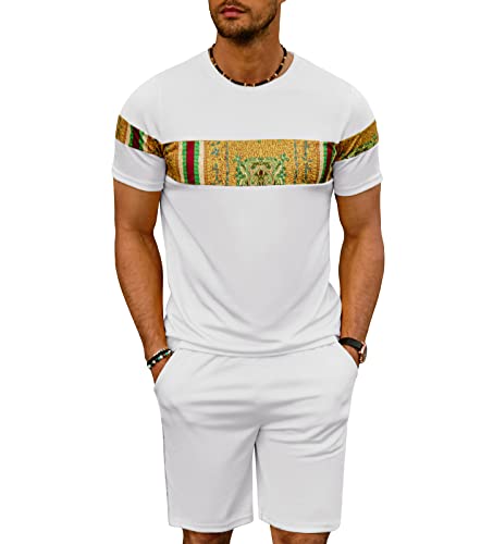 Pj Paul Jones Mens Short Sleeve Mesh Tracksuits Sport T-Shirt And Shorts 2 Piece Set 2Xl White #TOP6