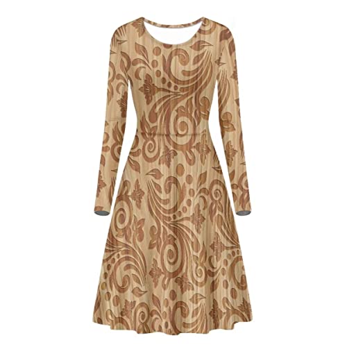 Robe longue mariage marron à motif tribal taille empire taille S