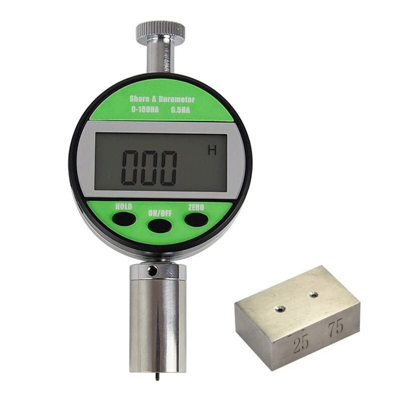 Portable Digital Shore Hardness Tester, Handheld Shore Hardness Tester with Calibration Block, On-Site Measurement of Rubber and Plastic Hardness for Quality Control and Materials Testing