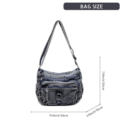 Bolso bandolera de mezclilla retro para mujer miniatura 5