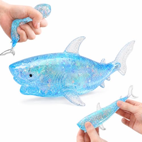 Blue Shark Sugar Stress Ball Squishy Vase Fillers - Soft Cute Sea Animals Sensory Vase Filler Anxiety & Stress Relief Squishy Shark Sugar Ball for Birthday Home Decoration