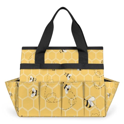Yellow Bee Gardening Tool Bag,Heavy Duty Garden Tote Bag,Portable Oxford Gardening Storage Basket...