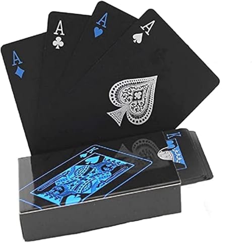Mumoo Bear Playing Cards Cool Black 54 Sheet Professional Deck of Cards Waterproof Plastic Standard Playing Cards Magic Poker Cards for Family Party BBQ Gatherings