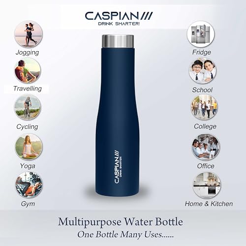 Image of CASPIAN / / / Aqua Stainless Steel Water Bottle (Blue & Green, 1 Litre, Set of 2)| Leak Proof Thunder for Fridge Home Office Travel School Kids Boys Girls Adults Sports Gym Yoga