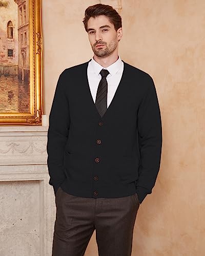 Kallspin Men's Cardigan Sweaters Wool Blend V Neck Button Down Sweaters with Pockets2