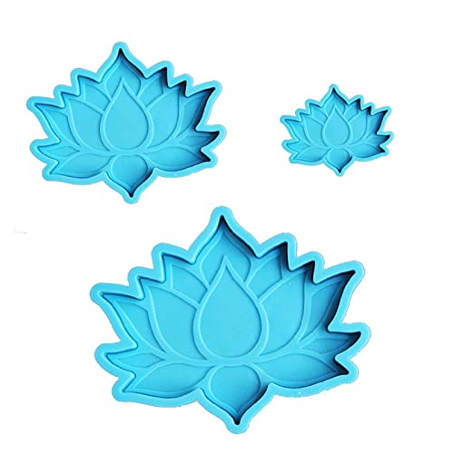 Bandeja de Silicona Bandeja Epoxy Resina Molde de fundición Molde Tetera Mat Bandeja Moldes Flower Joyería Maquillaje Molde Decoración para el hogar Lotus Moldes para Resina Cover