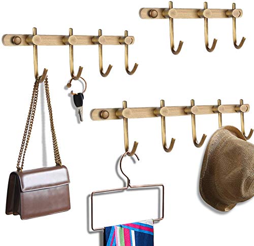 Etechmart Coat Rack Wall Mounted, 4 Hooks Brass Metal Coat Hook Rail Hanger For Hanging Clothes, Hat, Towel, Purse Robes In Bathroom, Entryway, Bedroom, Living Room, Bronze #TOP4