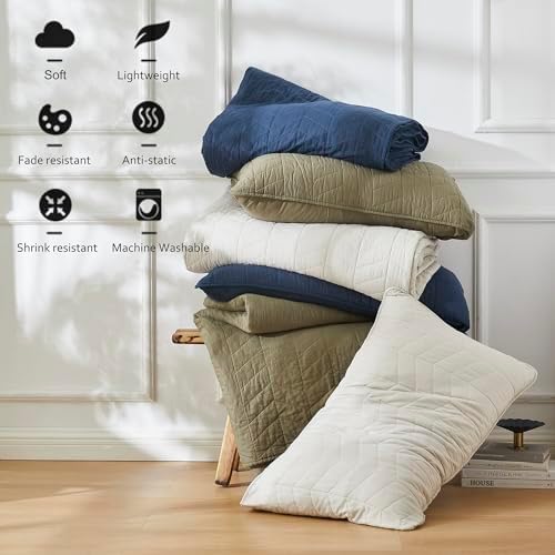 palassio Green 100% Cotton Quilt California Cal King Size Bedding Sets with Pillow Shams,Oversized Lightweight Soft Bedspread Coverlet, Cozy Bed Cover for All Season, 3 Pieces, 118x106 inches