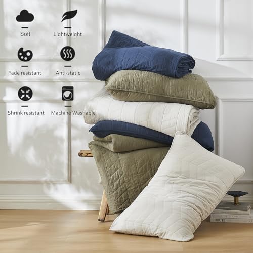 palassio Green 100% Cotton Quilt California Cal King Size Bedding Sets with Pillow Shams,Oversized Lightweight Soft Bedspread Coverlet, Cozy Bed Cover for All Season, 3 Pieces, 118x106 inches