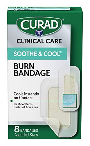 Curad Soothe & Cool Burn Bandages, Instant Cooling, Assorted Sizes, 8 Count