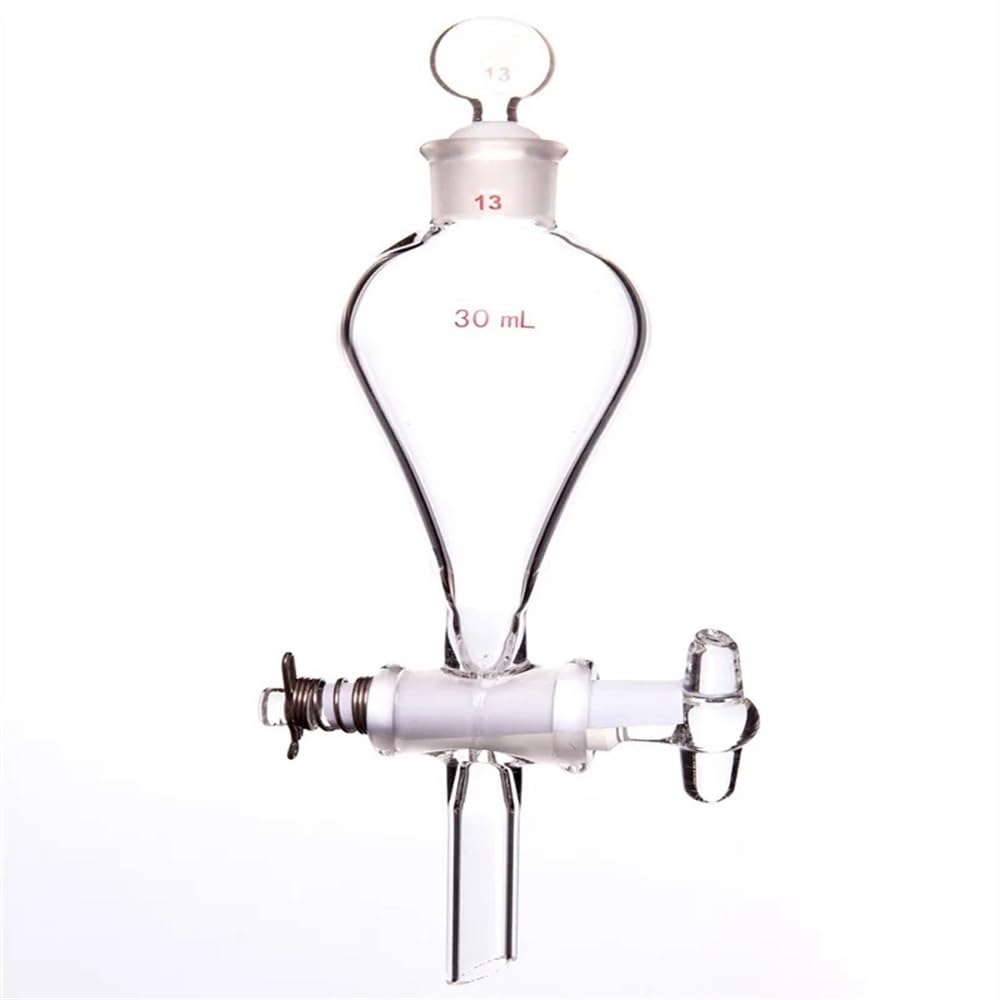 Sprzęt i wyposażenie laboratoryjne, rozdzielacz 30 ml – 125 ml, górny szlif, dolna zatyczka, górna zatyczka, otwór na zawór szklany 2 mm, F78 (60 ml – F781960)