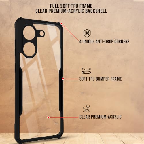 Image of Jkobi Hybrid Back Cover Case for Redmi Turbo 5 (Shockproof with Polycarbonate Clear Panel | Professional Black)