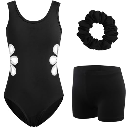 HOZIY Girls Gymnastics Leotard with Shorts & Scrunchie 8-9Y