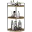 Dorhors 3-Tier Corner Shelf Organizer - Rustic Brown Wood & Iron For Bathroom Or Kitchen Counter
