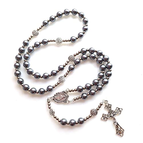 Chniafin Glasperlen Rosenkranz Katholische Halskette mit Kreuz Anhänger Kruzifix Gebet Religiöse Halsketten Schmuck Geschenke für Mädchen Rosenkranz Halskette Cover
