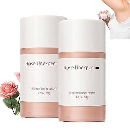 Rose Scent Whole Body Deodorant Stick, 48H Long Lasting Natural Deodorant, Aluminum & Alcohol Free for Women & Men with Sensitive Skin, Travel Mini Solid Stick, Maximum Wetness Protection (2PCS)