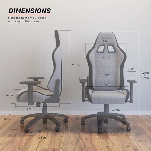 GT OMEGA | Pro Series Gen 2.0 | Gaming Chair Breathable Adjustable Reclining Computer Office Chair (Ultra-Soft Fabric, Grey)