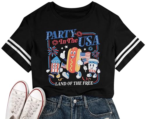 Image of MYHALF Women USA Flag 250th Patriotic 4th July Memorial Day Crop Shirt
