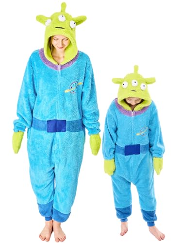 GONAAP Adult Onesie Pajamas Sherpa Animal One Piece Halloween Cosplay Costume for Women Men(Green/Blue 11-12Years)