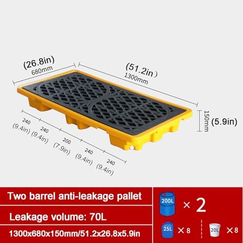 High Capacity Industrial Spill Containment Tray - Leak Proof Modular Platform with Drain for Safe Hazardous Material Storage and Spill Management