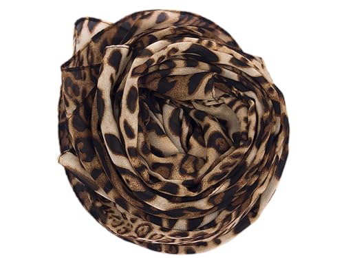 Womens Silky Neck Scarf Chiffon Scarves Soft Smooth Satin Bandana Shawl Large Leopard-Print 62 * 28
