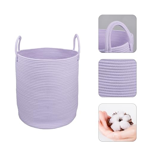 Rope Laundry Basket Hamper for Clothes Woven Storage Basket for Living Room Bedroom Boho Tall Rope Baskets for Blanket Toys Pillow Towels Baby Nursery Hamper Bin Large purple or lavender
