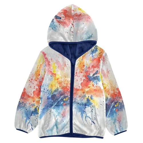 Colorful Watercolor Explosion Girls Fleece Jacket Girls Fall Jacket Girls Zip Up Hoodie Girls Sherpa Jacket 2-10T
