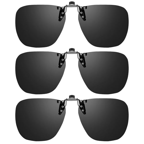 VIEWBETTER® Polarized Clip On Sunglasses Over Prescription Glasses - UV Protection & Driving Anti Glare (Flip Up Clips)